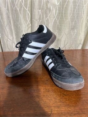 adidas  Samba Black and White Three-Stripe Casual Sneakers
